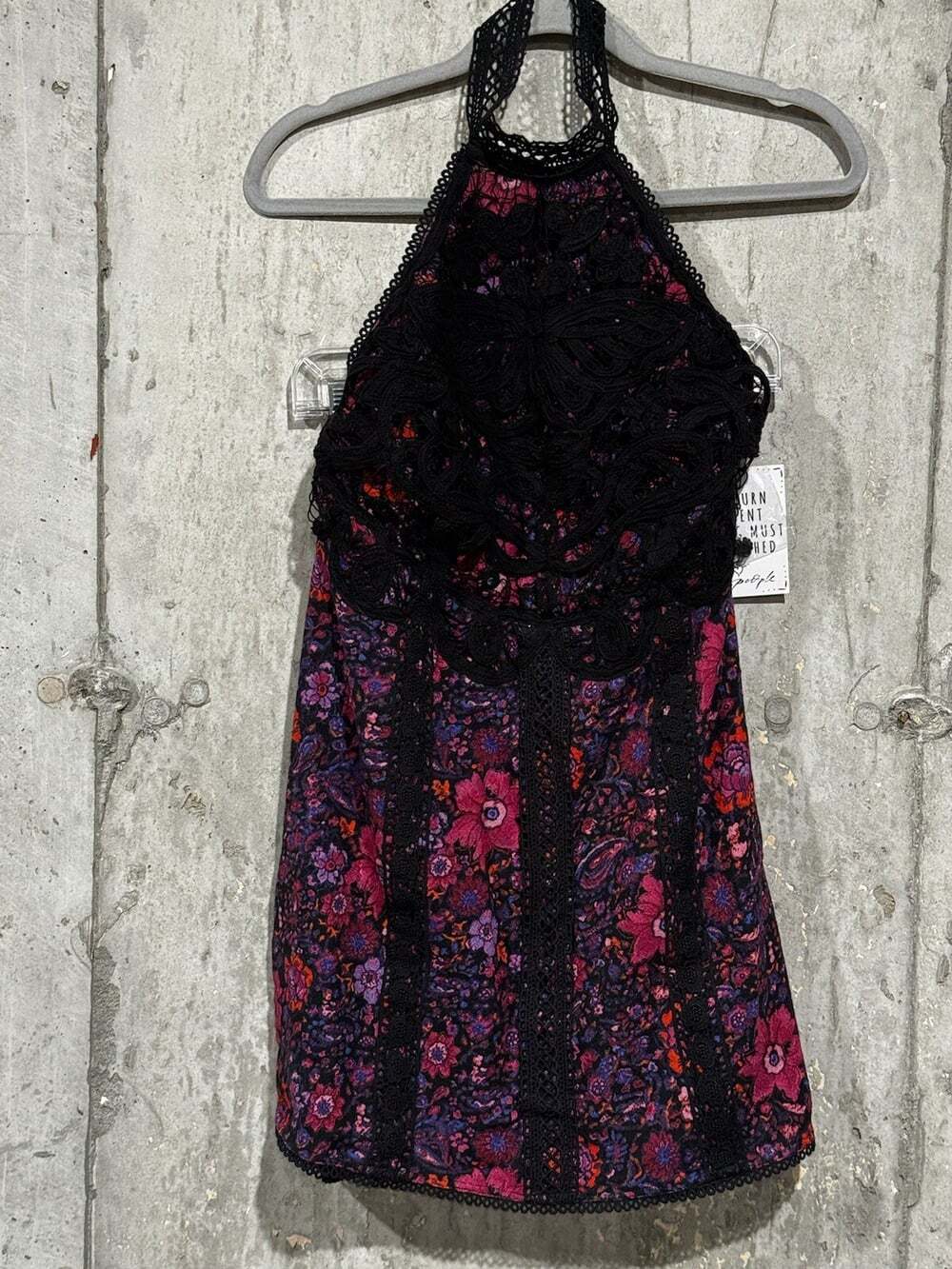 NWT Free People Miss You Mini Halter Floral Embroidered Dress Size 4